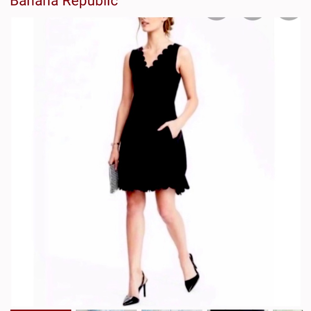 Banana Republic scalloped fit and flare black dress